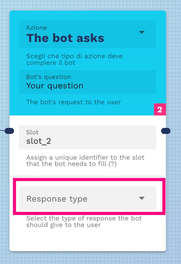how to select the type of response the bot should give to the user