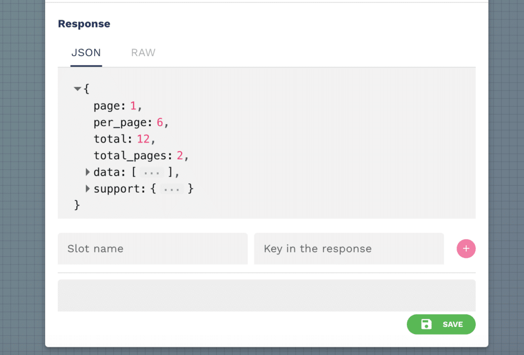 the API response