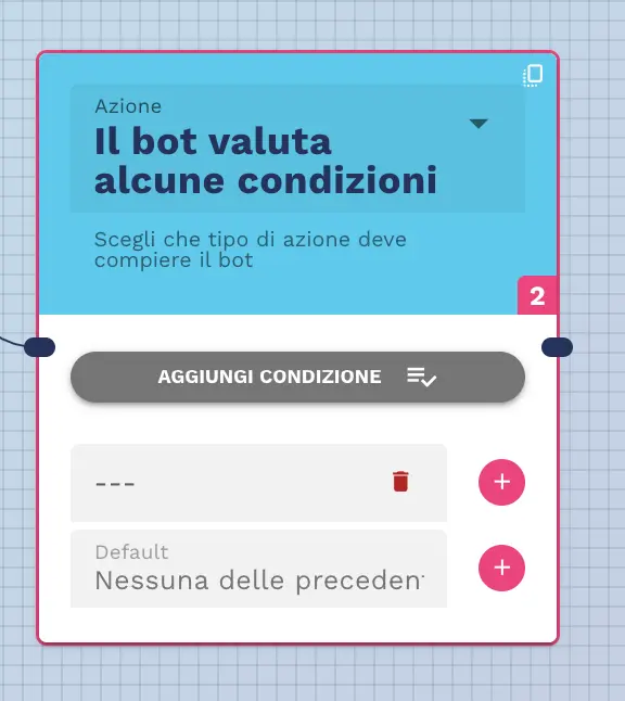 aggiungere la condizione di valutazione chatbot
