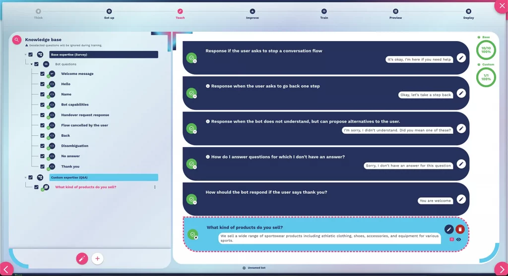 how to check knowledge base chatbot
