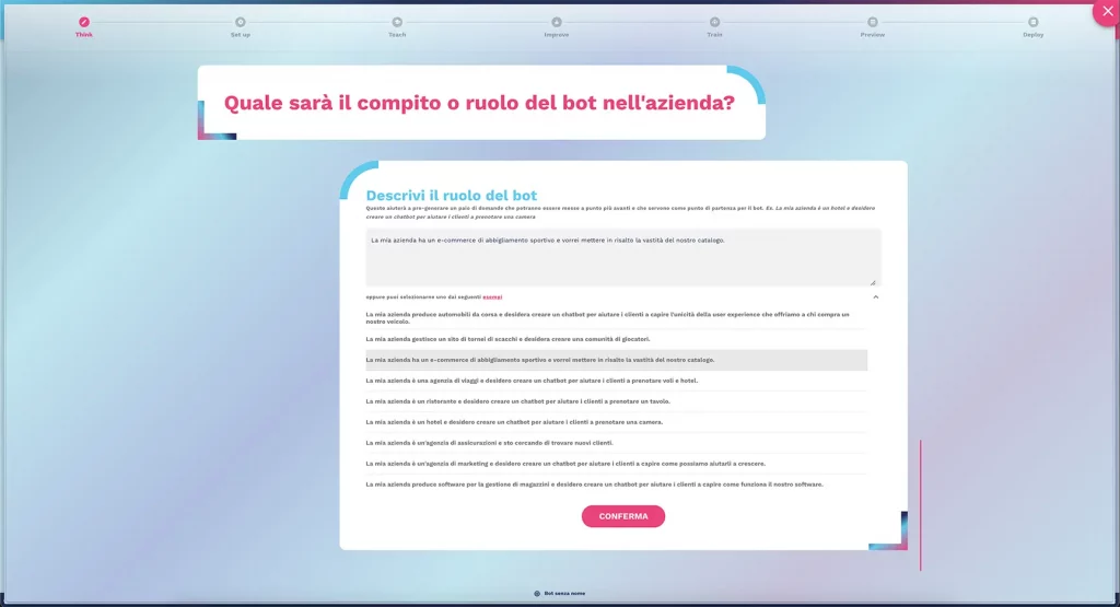 esempi di prompt utili alla generazione del chatbot esempi di prompt utili alla generazione del chatbot