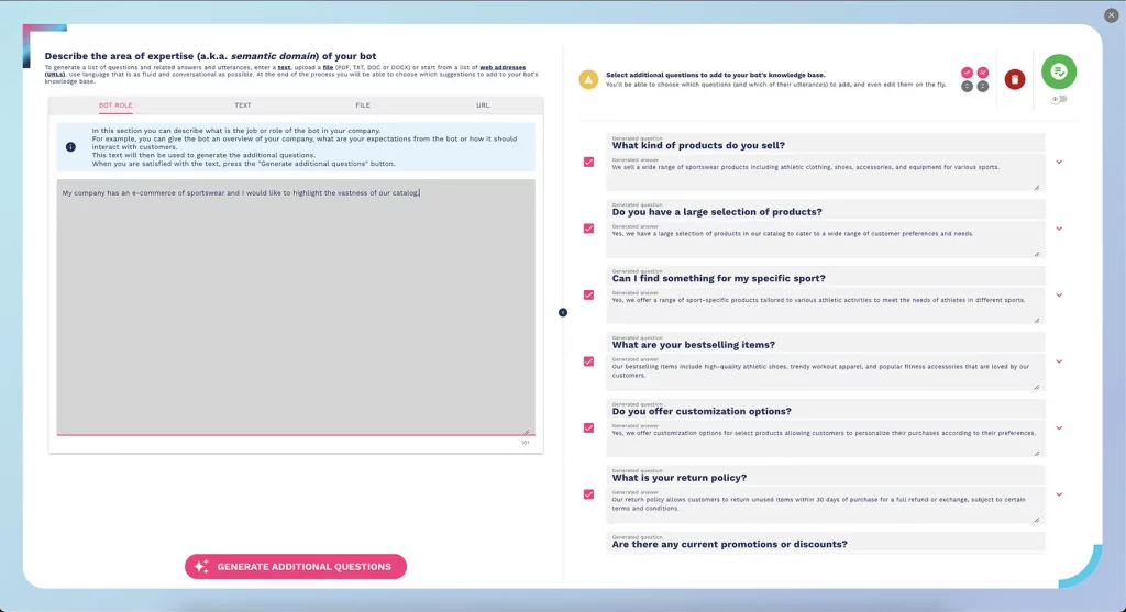 how to expand chatbot knowledge base with a prompt bot role