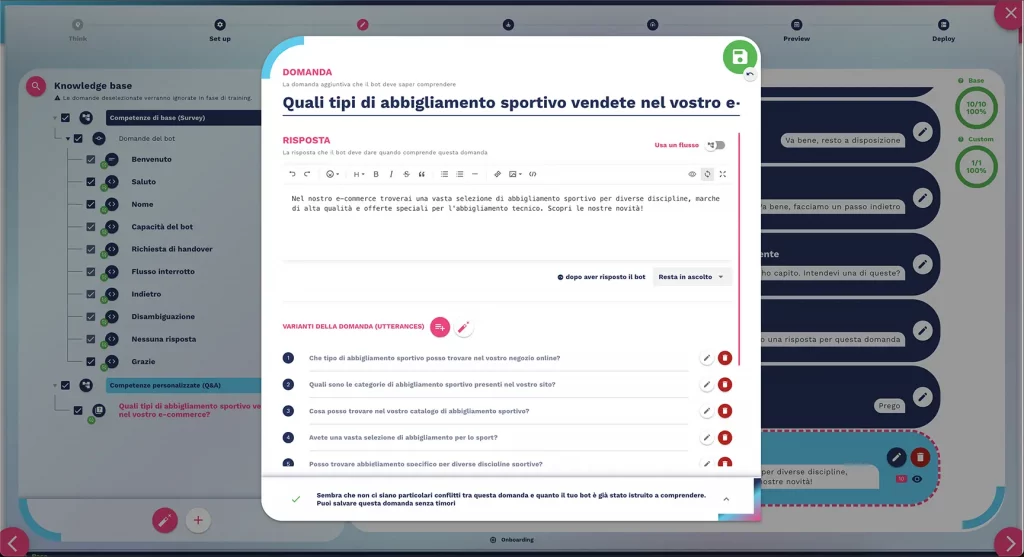 scrittura del titolo, risposta e utterances della domanda addizionale in modo manuale scrittura del titolo, risposta e utterances della domanda addizionale in modo manuale