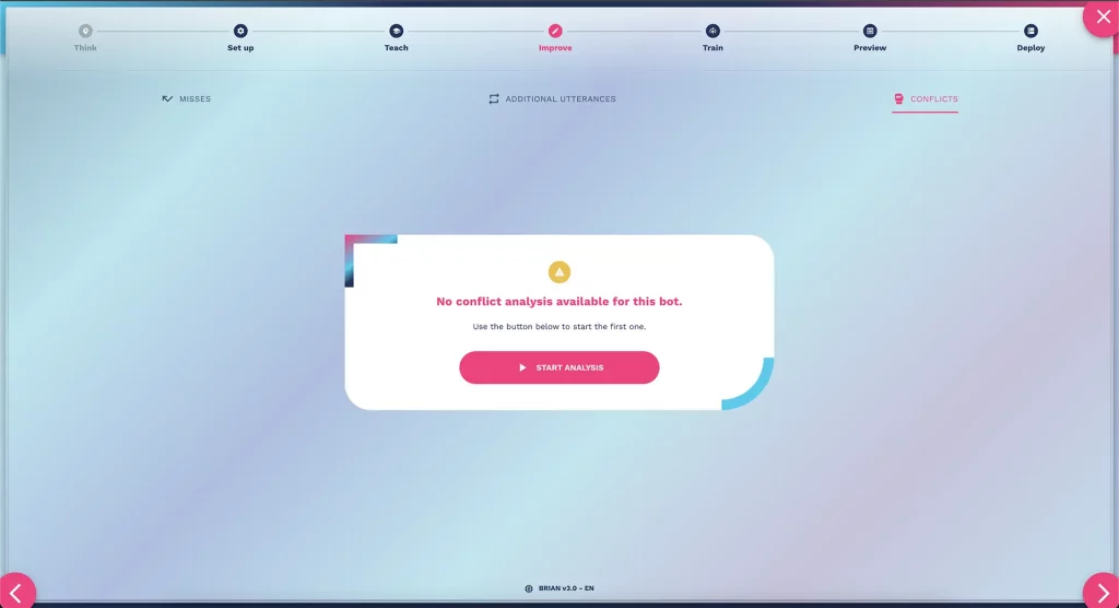 how to start the chatbot conflicts analysis