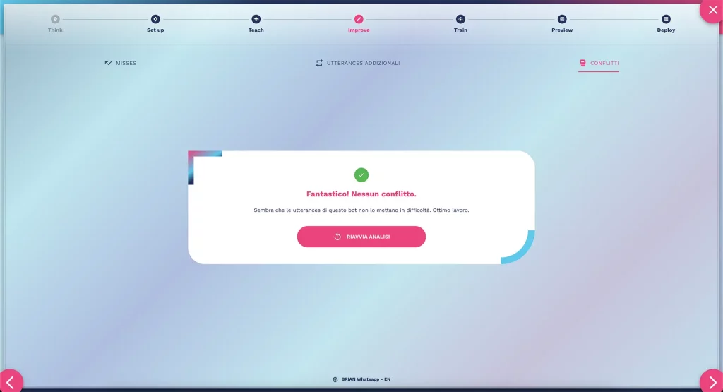 nessun conflitto nel chatbot rilevato nessun conflitto nel chatbot rilevato