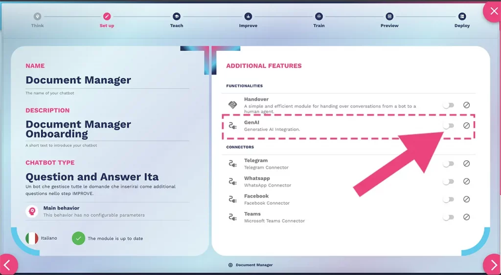 attiva la generative AI integration per abilitare il RAG
