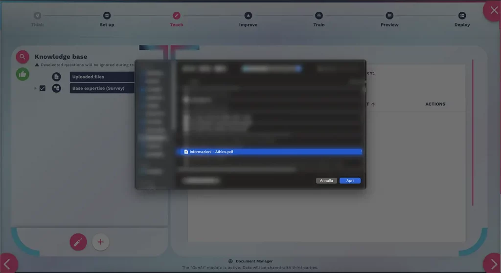 esempio di caricamento file pdf AI agent