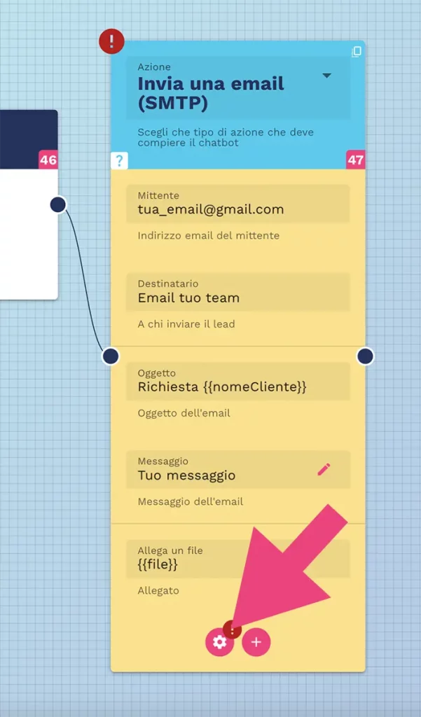 icona impostazioni SMTP AI agent