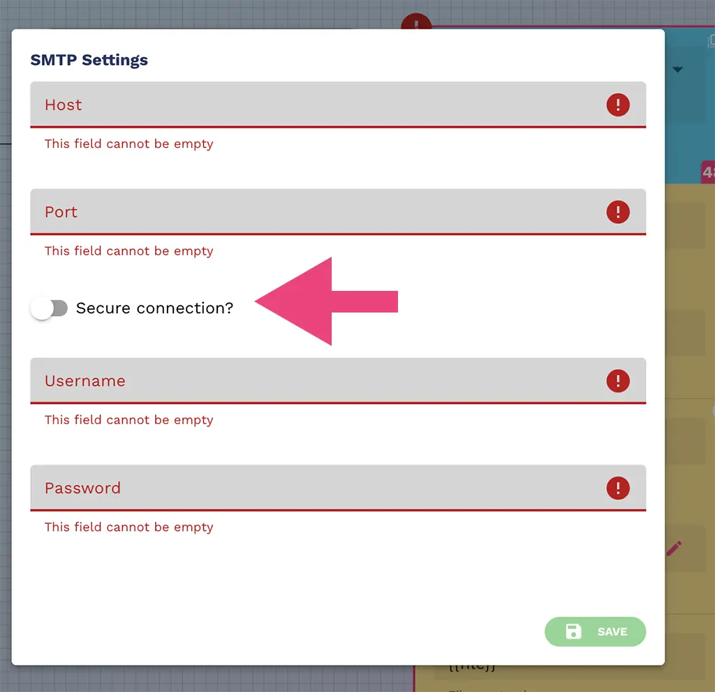 secure connection SMTP AI Agent settings