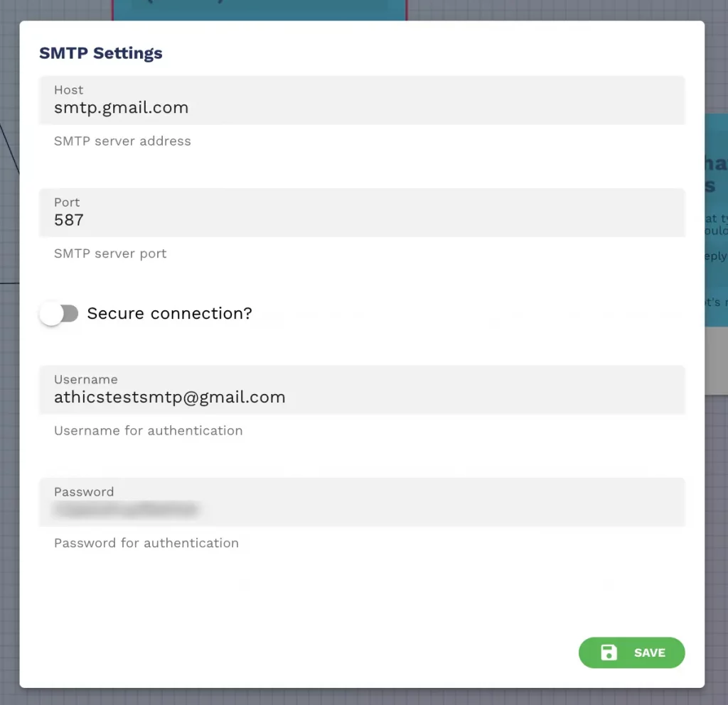 smtp google settings example