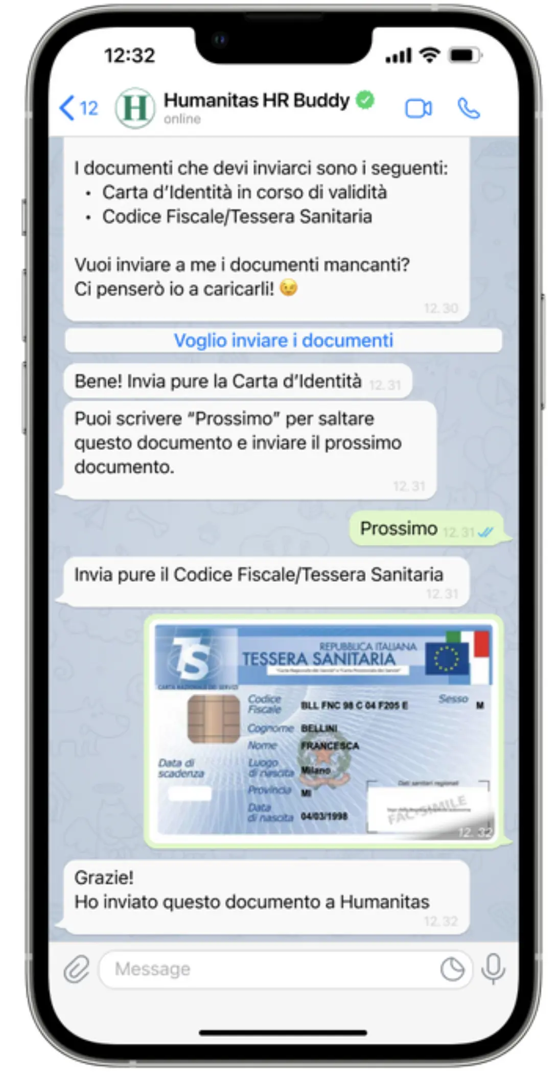 Human Resources Chatbot use case humanitas