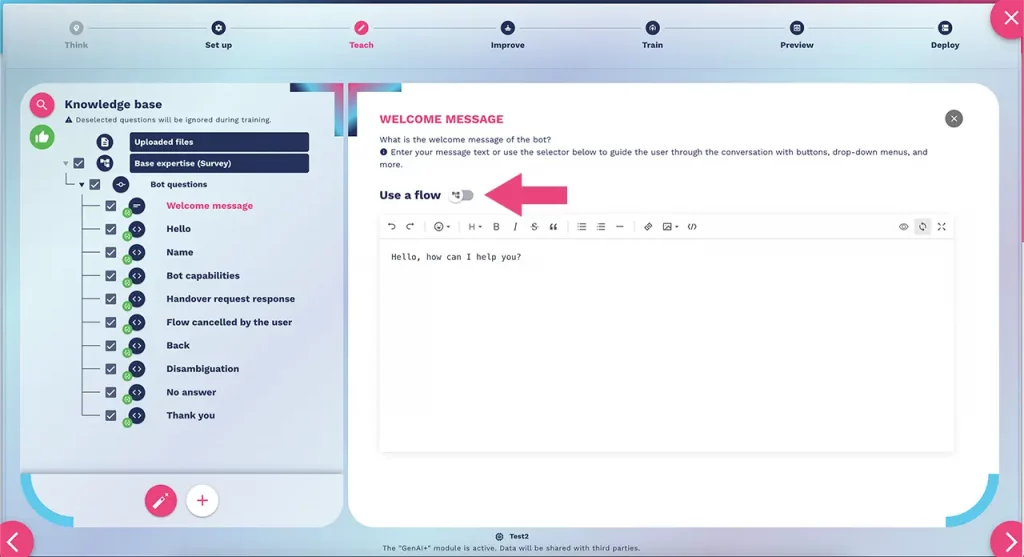 how to edit the chatbot initial message